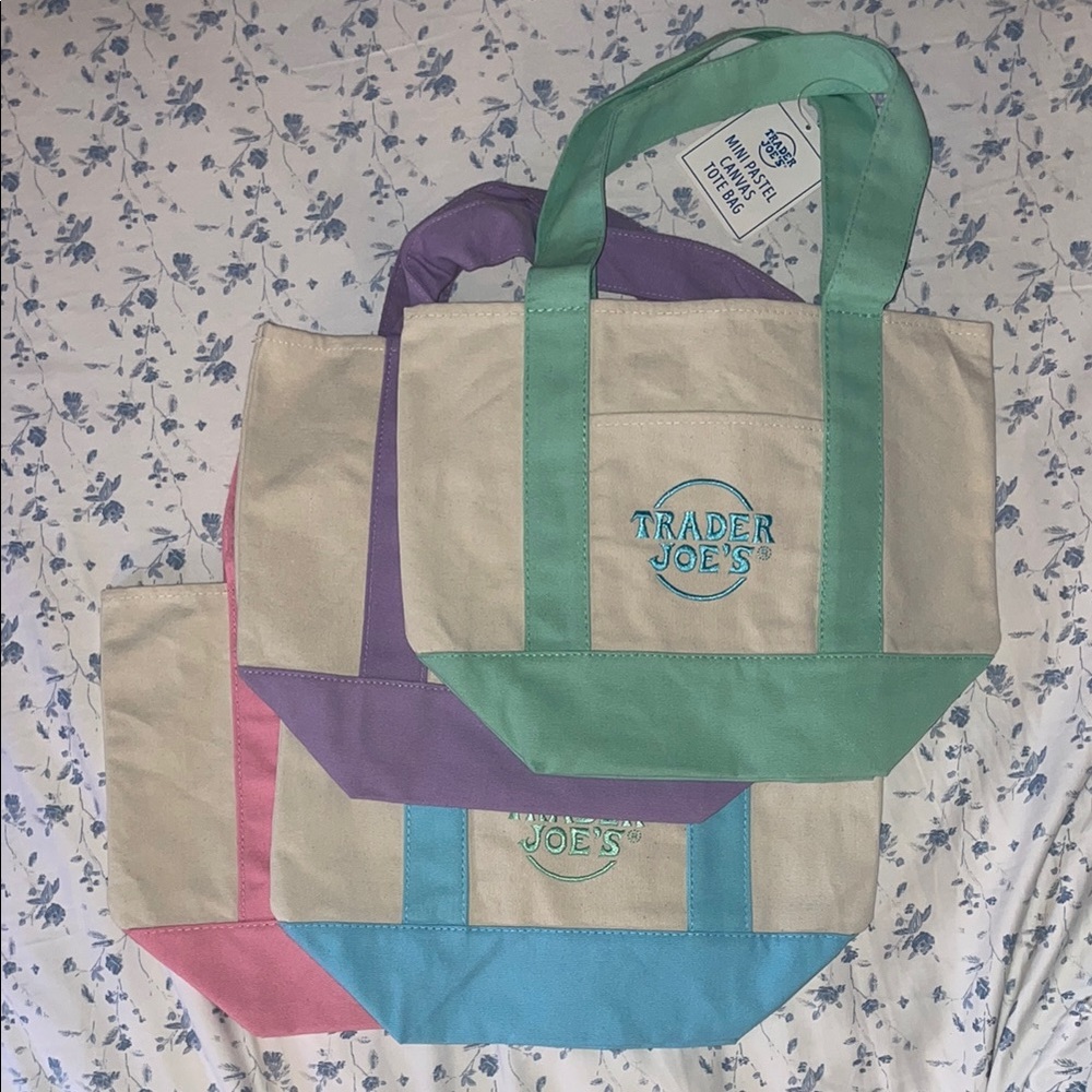 Mint Green, Pink, Purple, Blue and Cream Tote Bag